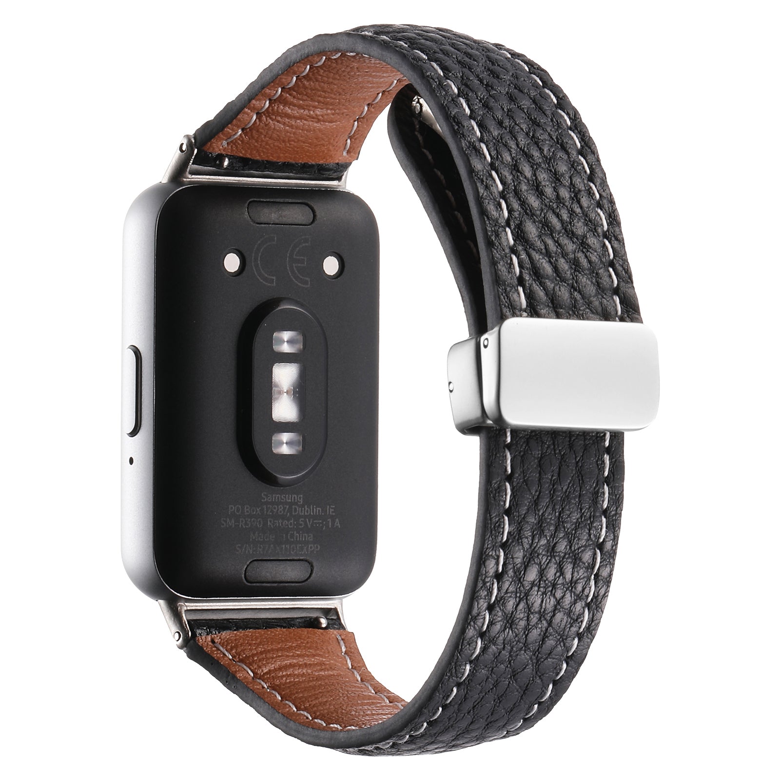 For Samsung Galaxy Fit3 Watch Band Slim Genuine Cow Leather Magnetic Replacement Strap - Black For Samsung Galaxy Fit3 Watch Band Slim Genuine Cow Leather Magnetic Replacement Strap - Black